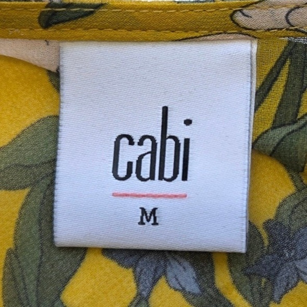 Cabi Spring Scene Gilded Floral Blouse Women's M Mustard Bell Sleeves Sheer Boho - Picture 3 of 8
